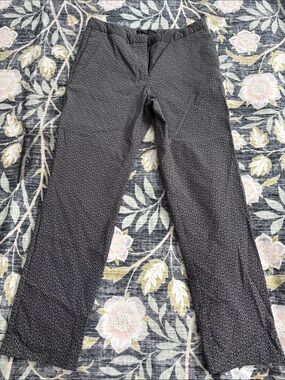 Women's sz 10 Black Patterned Straight-Leg Pants